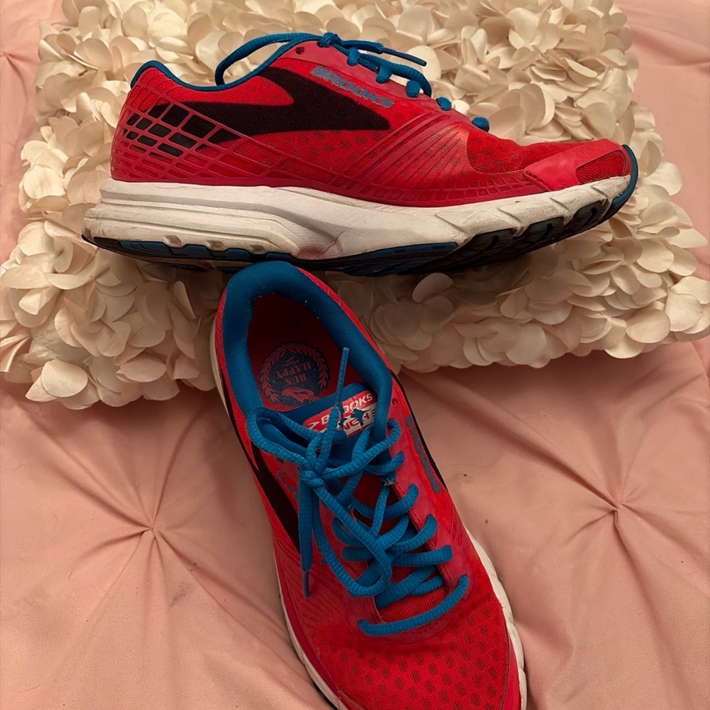 Red and Blue Athletic Shoes